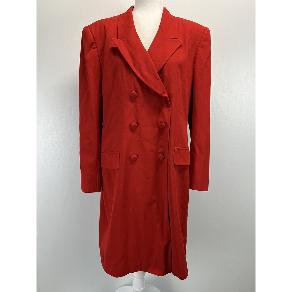 Vintage Jones New York Double Breasted Dress Sz 16 GUC Red made USA Career